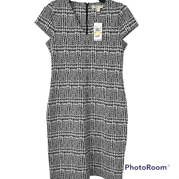 Michael Kors Jacquard Sheath Dress Size M Black and White  NWT - Picture 2 of 16